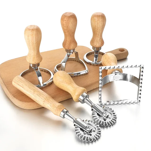 Set di taglierine per biscotti in acciaio inossidabile Pressa per pasta Kit di accessori da cucina Strumento per stampi per ravioli Set di timbri per ravioli Set di ruote per pasticceria 1