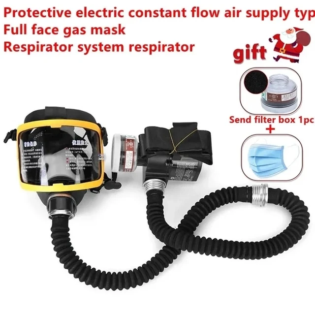 Protective Electric Constant Flow Supplied Air Fed Full Face Gas Mask Respirator System respirator Mask Workplace Safety Supplie 1