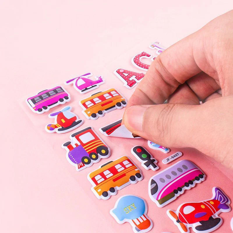 Kids Stickers Different Sheets 3D Puffy Bulk Stickers for Girl Boy Birthday Gift Scrapbooking Teachers Animals Cartoon 10Pcs cartoon stickers