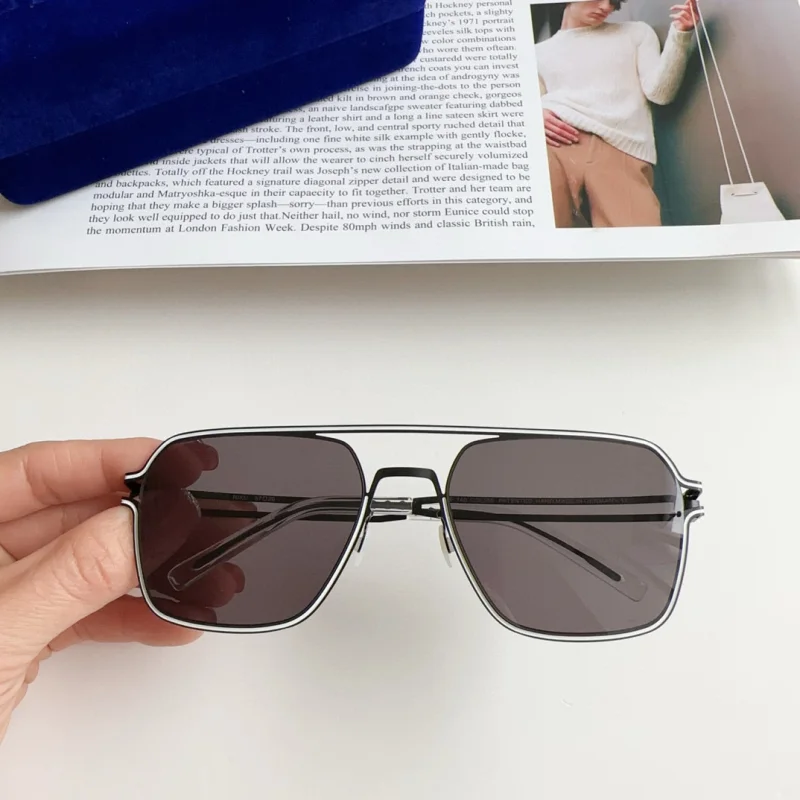Deutschland Marke Design Schraubenlose Sonnenbrille Titan Ultraleicht Platz Mode Männer Sonnenbrille Große RIKU Gläser Auge Hohe Qualität – Detail 4
