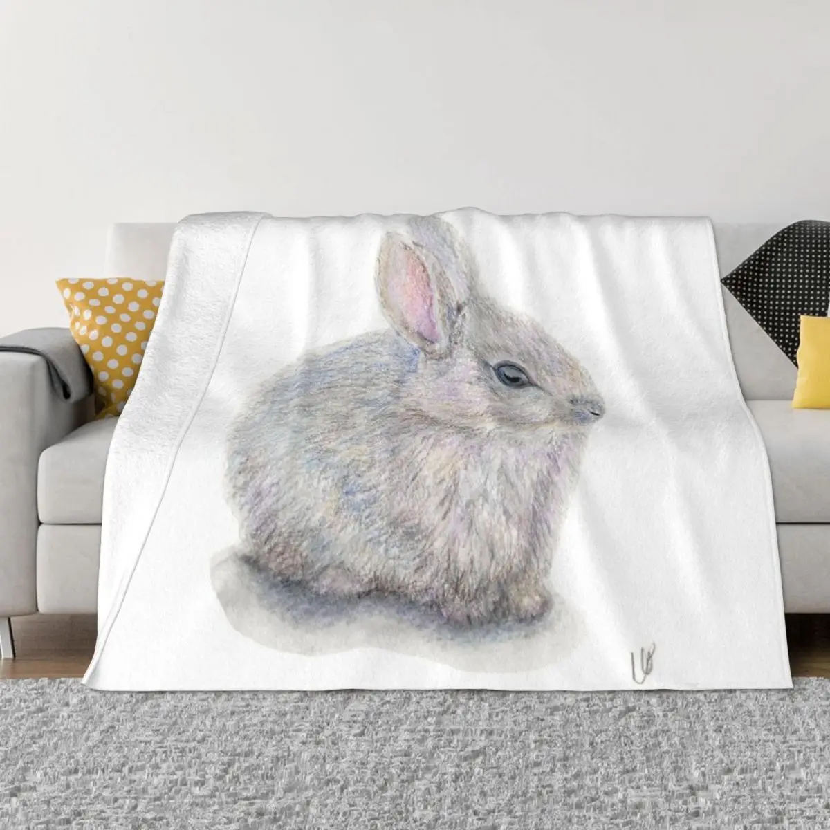 

Bob the Bunny Throw Blanket Soft Plush Plaid Sofa Blanket Tourist Blanket blanket for winter