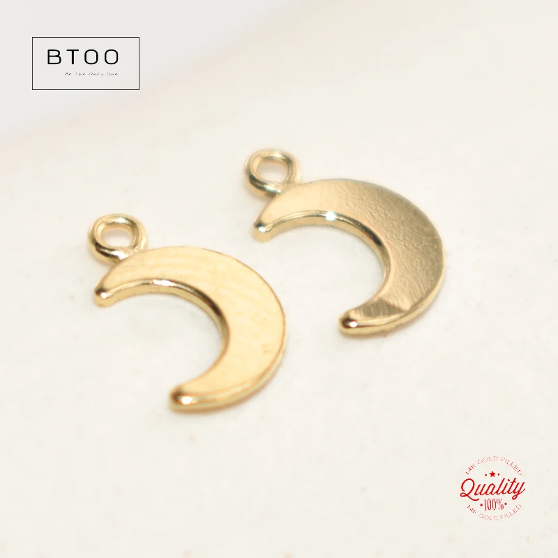 14K Gold Filled Moon Charm Gold Pendant For Bracelet Necklace Earring DIY Accessories Tarnish Resistant Jewelry Findings