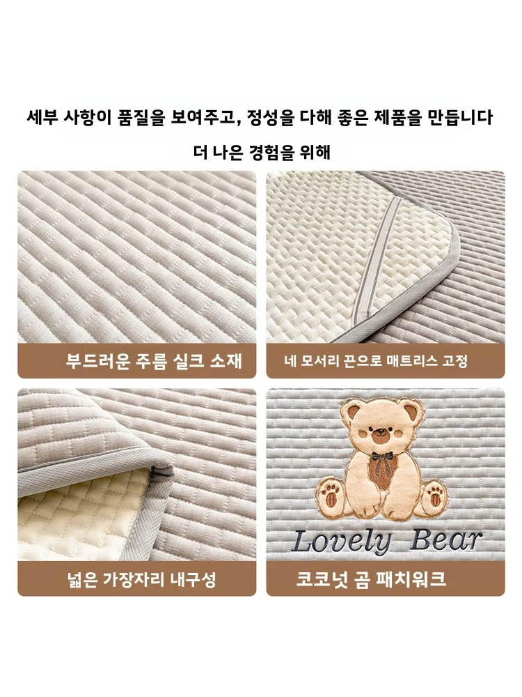 소프트 프레트워크 코튼 매트리스 패드 싱글 미끄럼 방지 침구 보호 패드 홈 침실 다다미 샌드위치 코튼 베드 가드 패드