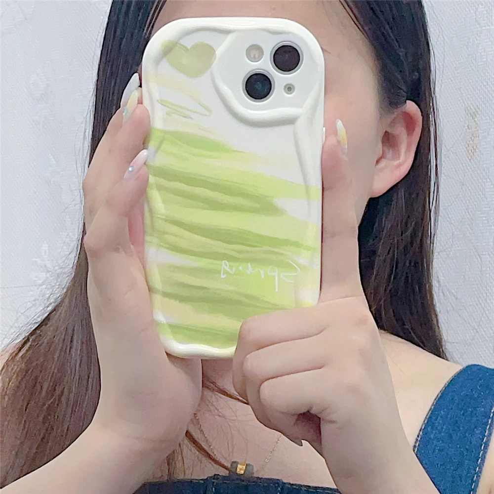 Cute Cartoon Graffiti Case with Curly Wave Edge Cover