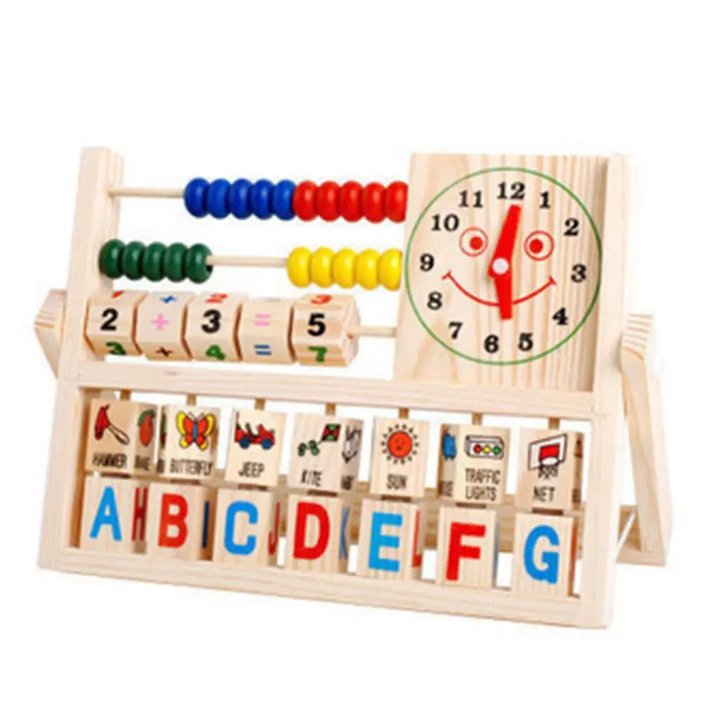 

Математическая обучающая игрушка для дошкольного возраста, деревянная рамка, Абак с разноцветными бусинами, цифры, алфавит, счетные часы, Обучающие игрушки, подарок для ребенка