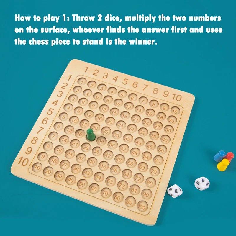 Montessori Learning Educational Toys Wooden Multiplication Board Game Kids Math Counting Hundred Board Interactive Thinking Game