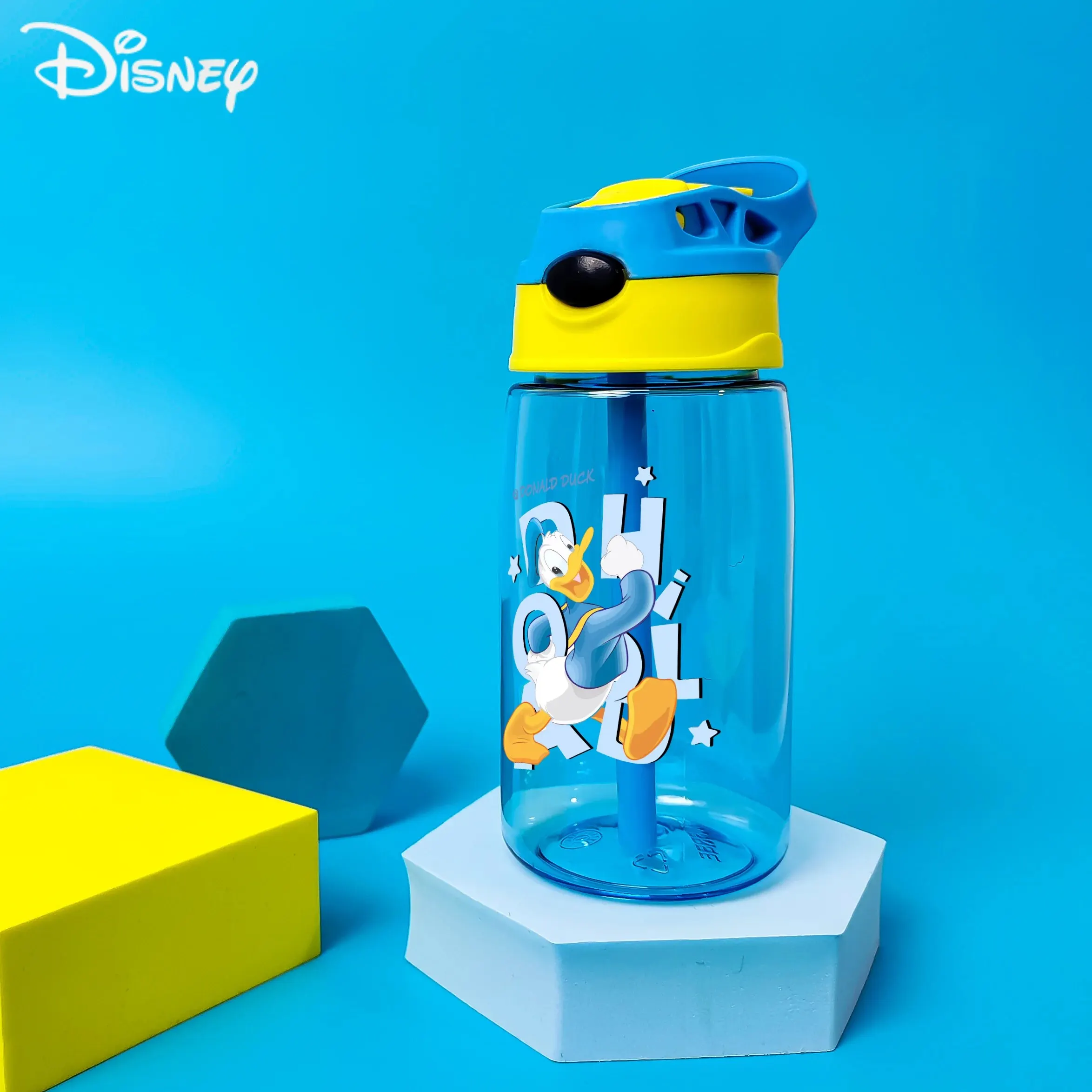 Disney Children's Donald Duck Bounce Switch Straw Cup 480ML Portable Sports Plastic Water Bottle drinking cup water cup water bottle