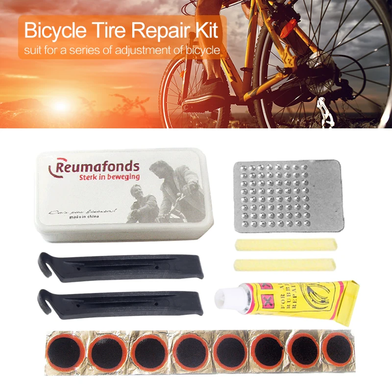 Tire Fix Kit Mountain Bike Bicycle Repair Tools Cycling Flat Tire Repair Rubber Patch Glue Lever Set Mender Accessories Tools
