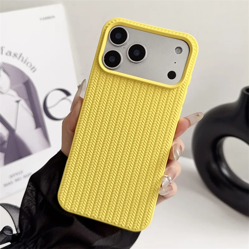 Elegant Woven Matte Shockproof Phone Case - Non-Slip Soft Protection Cover