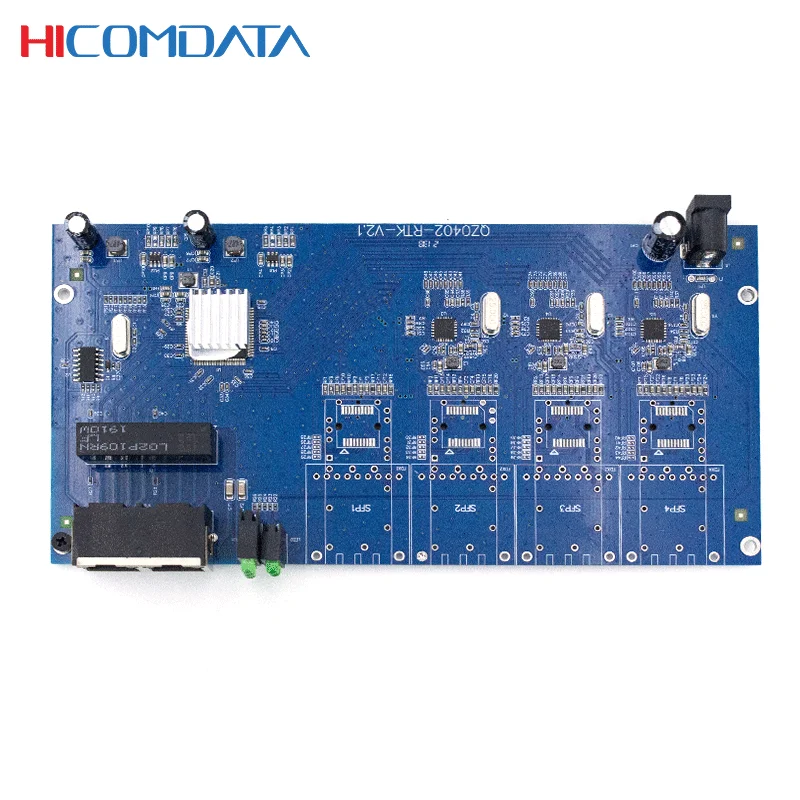 10/100/1000M 2 Fiber port and 4 RJ45 Gigabit Mini Media Converter PCB Single Mode fiber Port PCB 10/100/1000M 2F4G