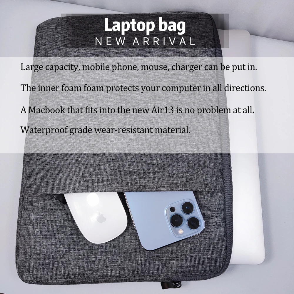 Bolsa Jeans Portátil para Macbook Pro Air m1 Case 12 13.3 14 15 Bexiga Interna Lenovo Dell hp Huawei Xiaomi - Imagem 3