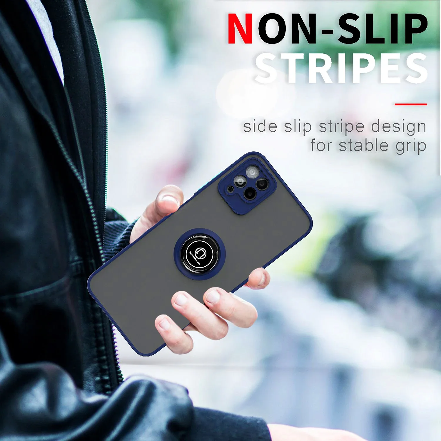 Armored Matte Case with Magnetic Ring Holder and Stand - Shockproof Protection Cover