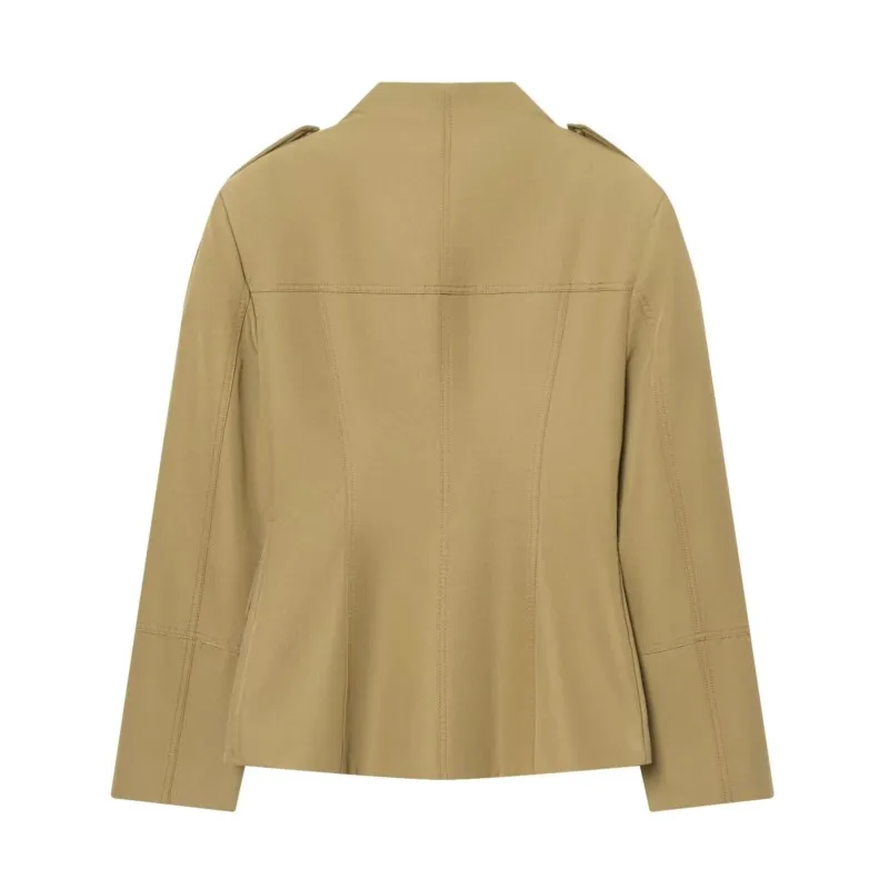 Blazer ajusté pour femme avec boucles, nouvelle collection printemps, décontracté, simple, col montant, boutons, poches, épaulettes, veste chic pour femme