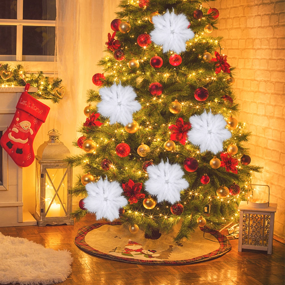 10 Pcs Guardian Angel White Feather Wing Christmas Tree Decoration Snowflake for Xmas Holiday Party Decorations DIY Craft christmas decorations