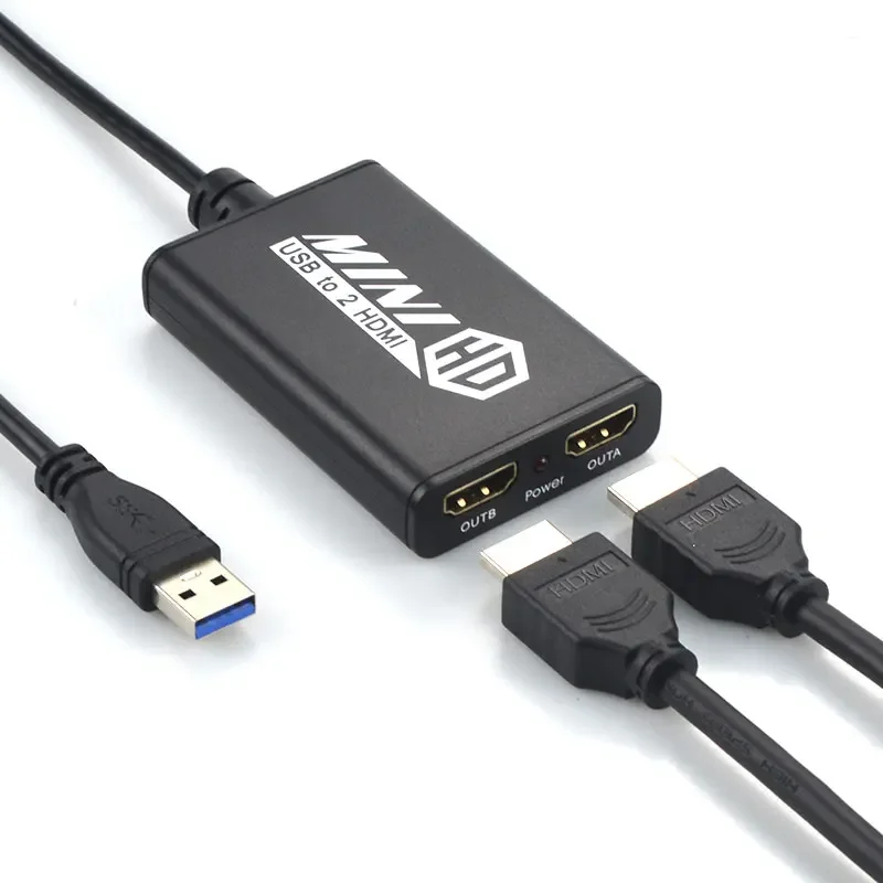 

USB to DUAL HDMI-compatible Adapter with Windows7/8/8.1/10 Support 3.5mm Jack,Extend 2 different image for PC Laptop Projectors