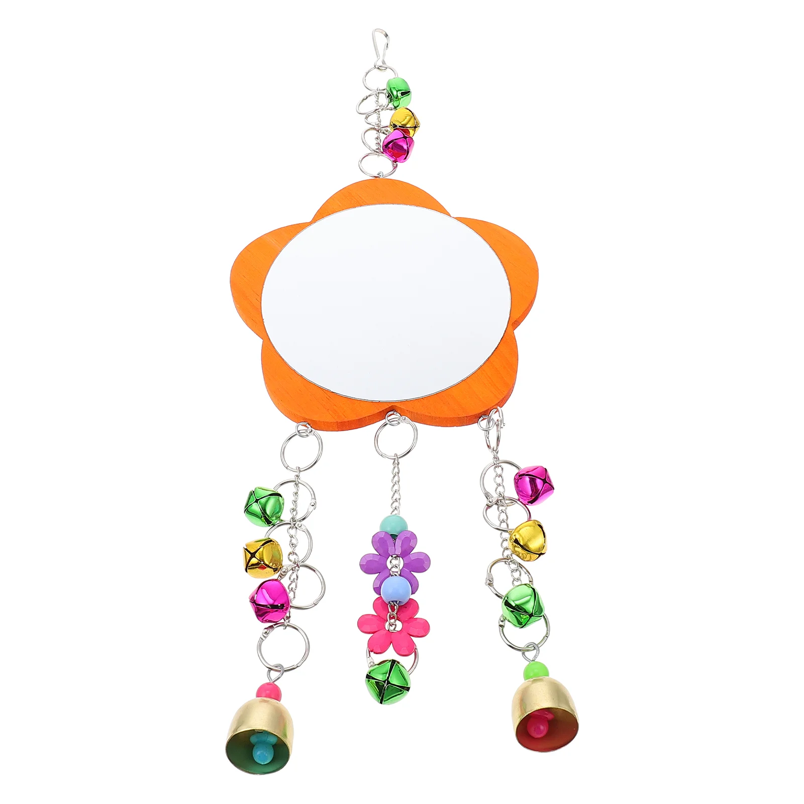 

Mirrors Cock Toy Chicken Bird with Bell The Swing Parrots Gnawing Hanging Supplies Pet Cage Accessory