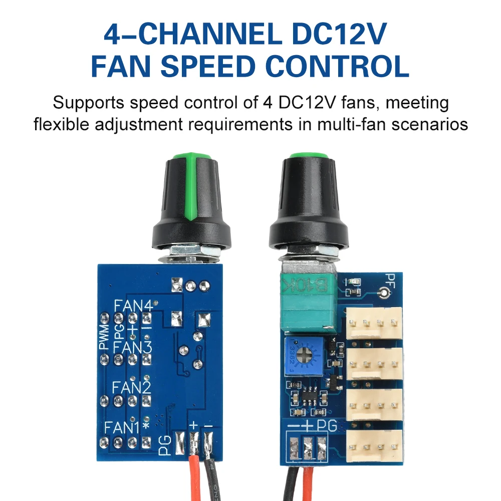 4-Kanal-PWM-Lüftergeschwindigkeitsregler für Servergehäuse mit manueller Knopfeinstellung, DC 12 V, 3 A, 4-Draht-Lüftergeschwindigkeitsregler-Schalter – Detail 3