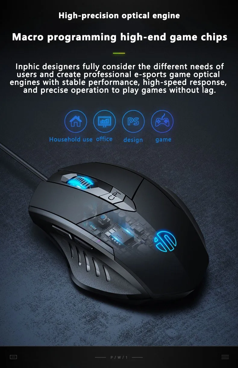 Macro de 6 Botões, Ajustar DPI, Silent Office Mouse, Esports