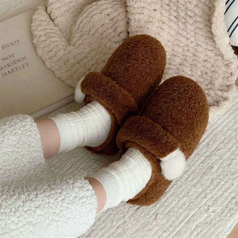 Adorable Cat Paw Home Cotton Slippers Women Winter Japanese Minimalist Warmth Non-Slip Outdoor Wearable Fur Shoes Soft 4