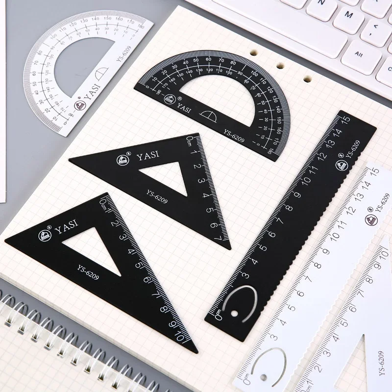 Aluminum Alloy Ruler Stationery Set Multifunctional Combination Ruler Triangle Protractor for School Office Measuring Drawing