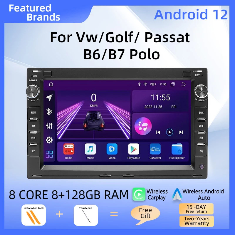 

Авторадио Android 12 для VW PASSAT B5 MK4 MK5 SHARAN Jetta Bora Polo TRANSPORT T5 GPS навигация аудио беспроводной Carplay 4G