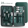 Green 7/13/24 pcs Stainless Steel Nail Cutter and Pedicure Scissors Set - Portable Manicure and Pedicure Tool Nail Clipper Set 1