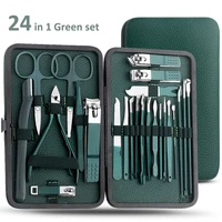 Green 7/13/24 pcs Stainless Steel Nail Cutter and Pedicure Scissors Set - Portable Manicure and Pedicure Tool Nail Clipper Set 1