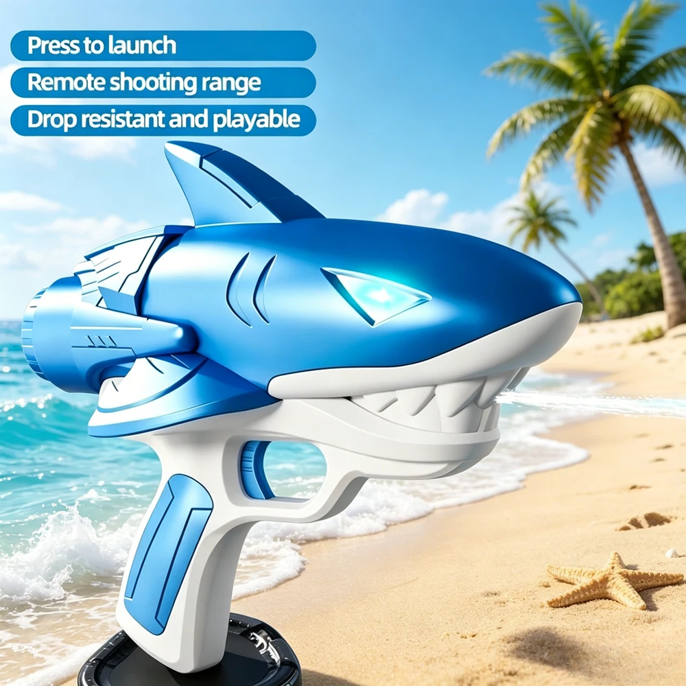 2026 New Shark Electric Gun Kids Automatic Water Sucking Large Capacity Tank Summer Outdoor Toy For Boys At Beach_voghion.com