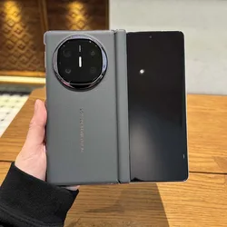 Luxury High-Quality Plating Matte Leather Folding Hinge Shockproof Protection Case for Huawei Mate X6 (Grey)