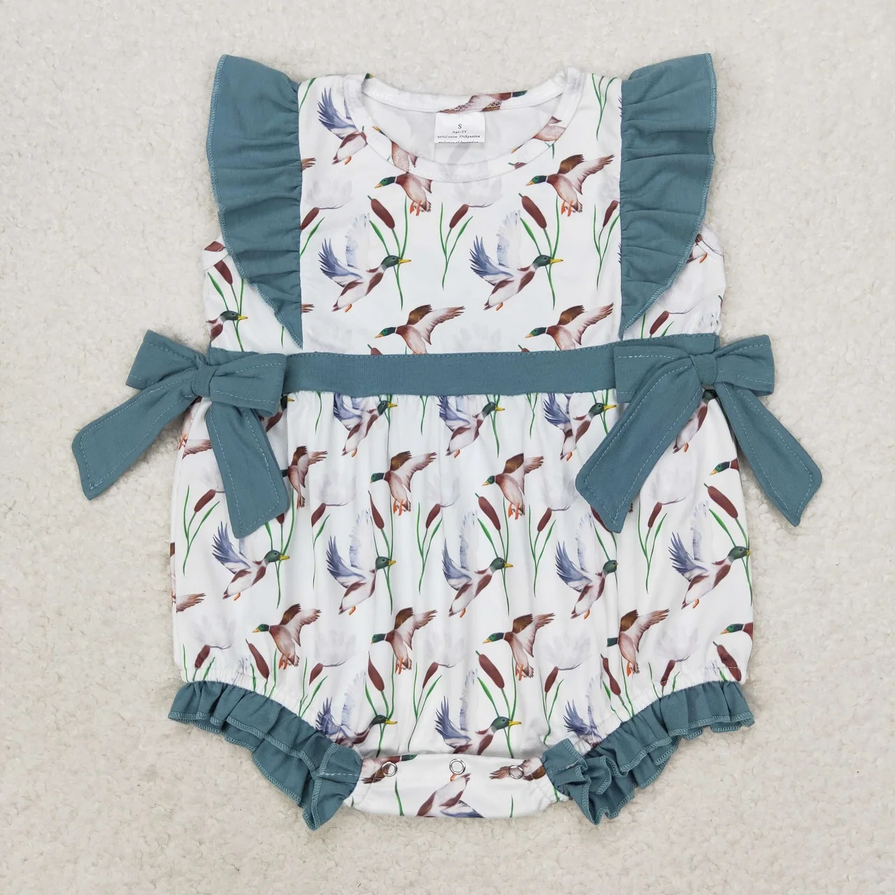 Wholesale Children Summer Wear Newborn Romper Baby Girl Floral Ducks Bubble Jumpsuit Kids Toddler Infant One-piece Clothing 5