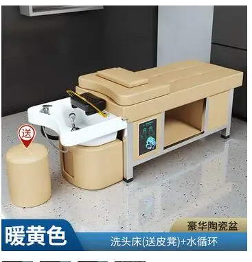 High end ceramic basin constant temperature Thai shampoo bed water circulation fumigation head treatment bed barber shop salon