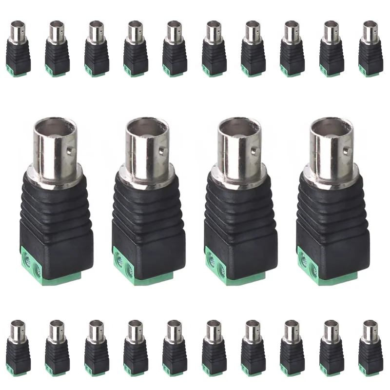 

5/20/100PCS Mini Female Coax BNC Connector UTP Video Balun Connector BNC Plug DC Adapter For Camera CCTV Surveillance
