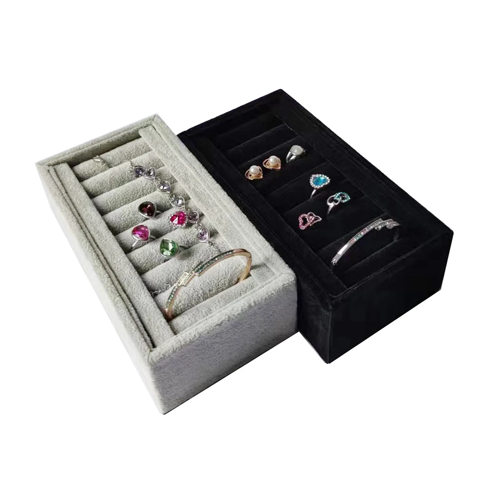 

Velvet Ring Display Stand Earring Storage Tray Ear Stud Jewelry Organizer Holder Cufflink Showcase Counter Bangle Packaging Box