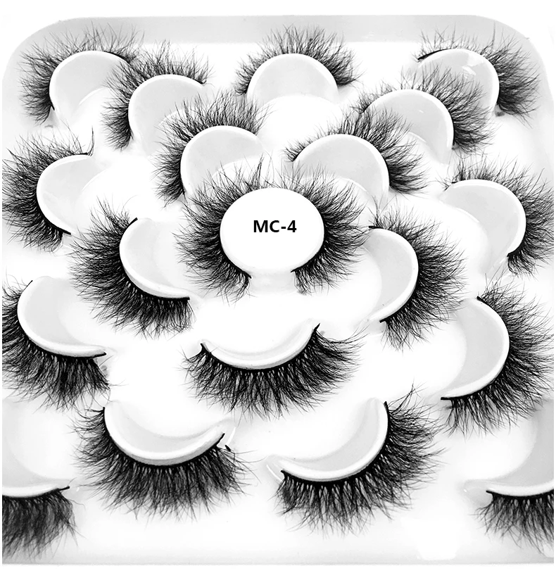 10Pairs 3D Messy Fluffy Full Strip Mink Lashes Pack Mixed Dramatic Natrual Mink Lashes Packaging Wholesale 3D Faux Cils in Bulk