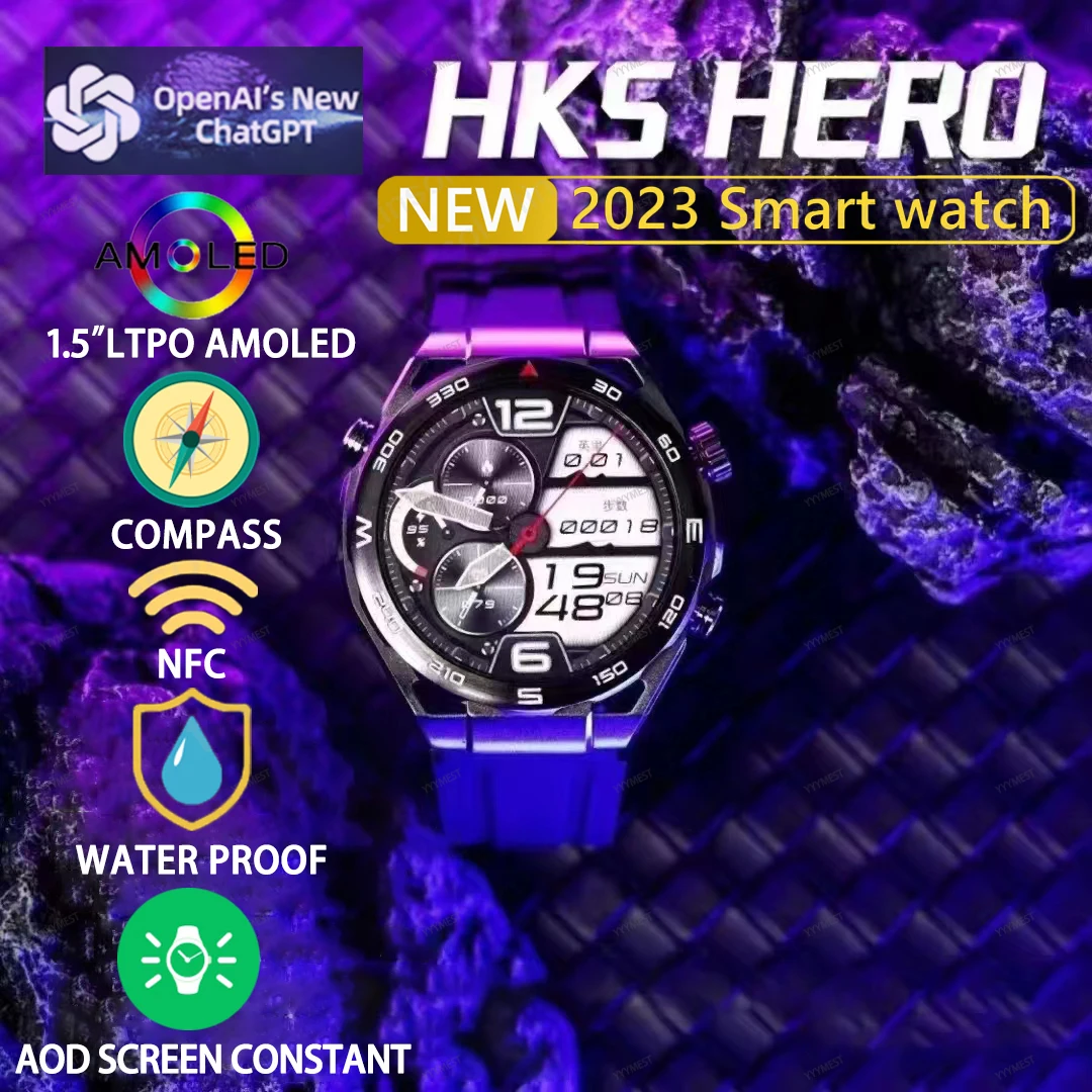 

Умные часы UltiMate HK5 Hero, 1,5 дюйма, Amoled экран, Ltpo, деловые часы с GPS-трекером, мужские спортивные умные часы с поддержкой разговора