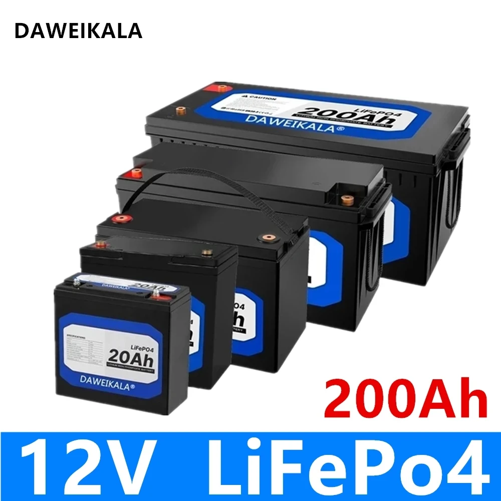 12V 20Ah 50Ah 100Ah 150Ah 200Ah LiFePo4 batteria al litio ferro fosfato batterie BMS integrate