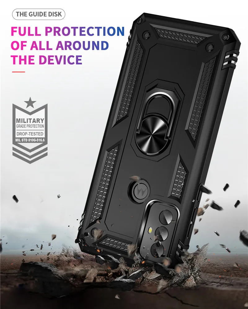 Case Metal Ring Kickstand Armor Shockproof Case TPU Holder Cover Coque For Motorola Moto G Play phone case phone protector cover