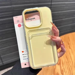 Luxury 2 - in - 1 Card Holder Candy Color Phone Case Cover - iPhone 18 Pro (Cream yellow)