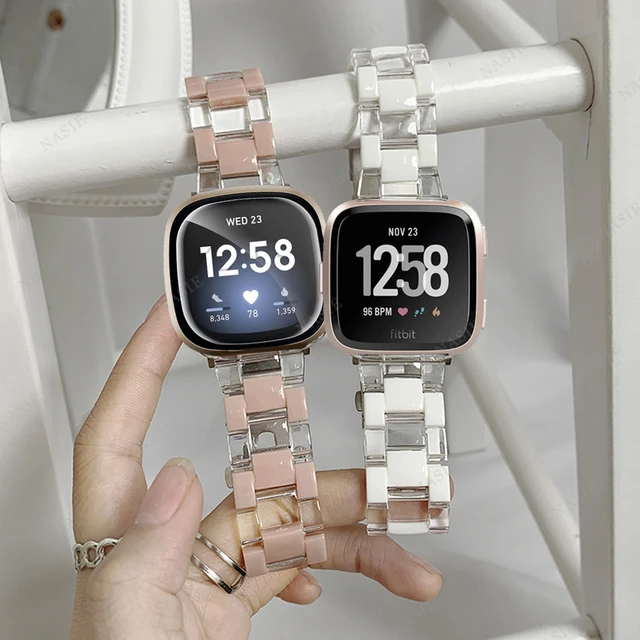 Transparent Resin Strap for Fitbit Versa 4 3 2 1 Strap Correa Smart For Fitbit  Versa