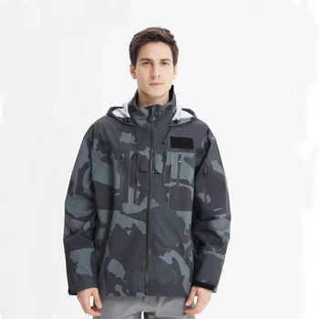 겨울 용수철 캠핑 레인 재킷, 방수, 따뜻한 낚시 사냥 의류, 빠른 건조 피부 바람막이, 후드 포함