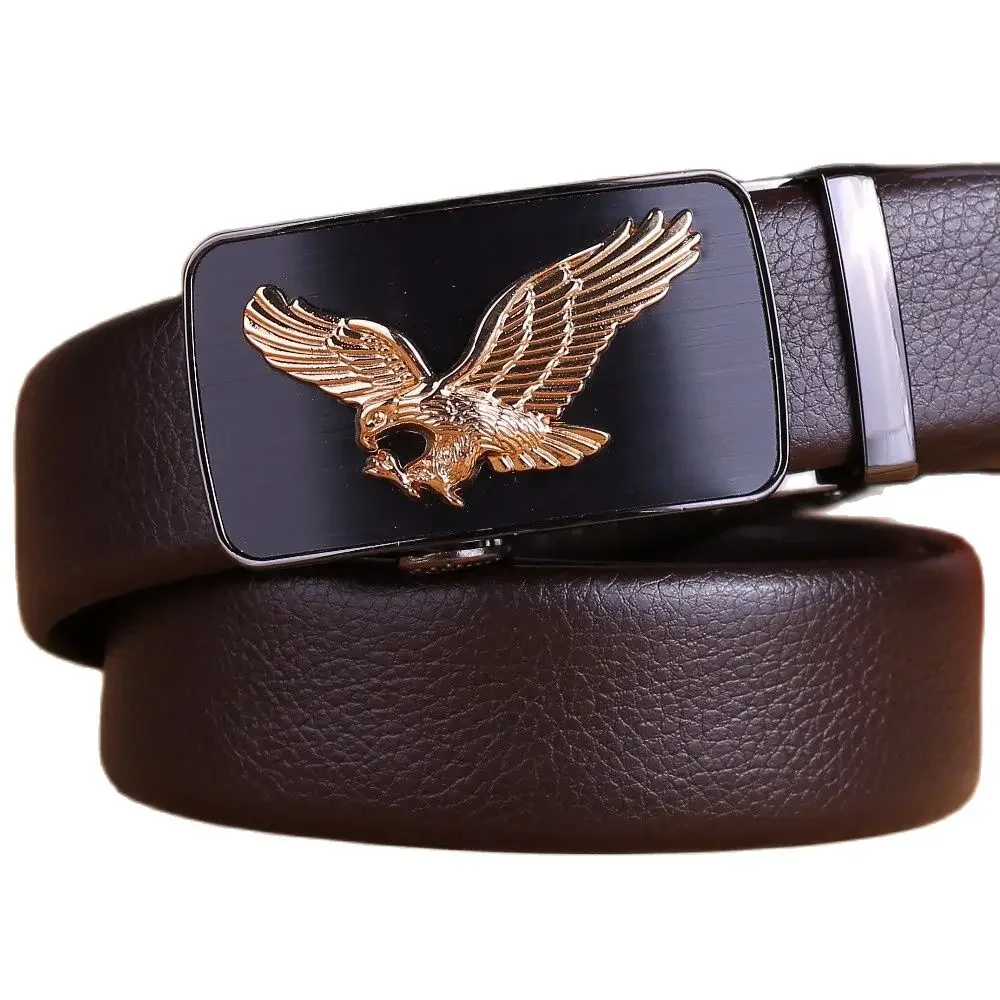 business mens belts luxury 2024 strap formal cinto eagle 180 automatic buckle big size 140 cm 150 160 girdle 170 fiber leather