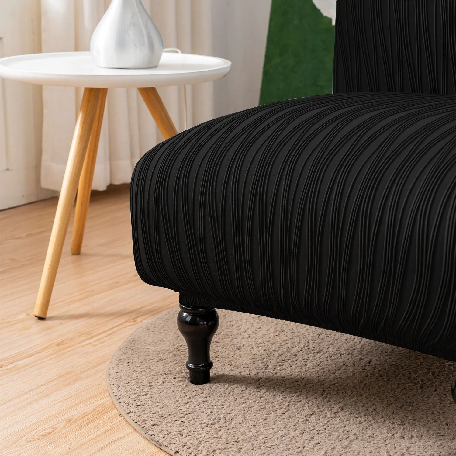 1Pc Armless Accent Chair Cover Slipcover, Slipper Chair Stretch Spandex Removable For Armless Chair Furniture Protector For Livi 6