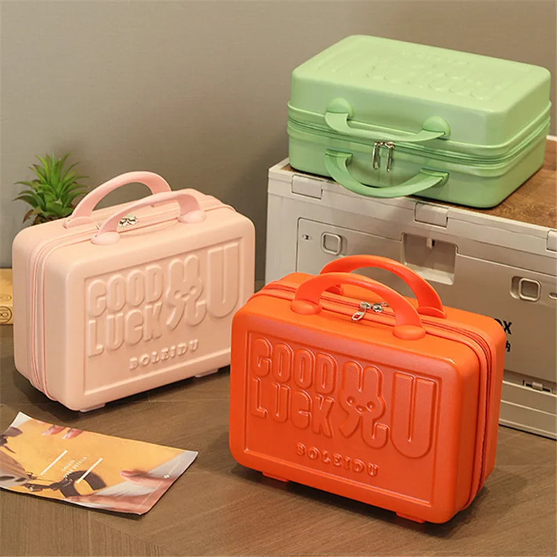 14 Inch Handheld Zipper Luggage ABS Waterproof Travel Suitcases Portable Mini Luggage Storage Boxes Makeup Suitcase Kids