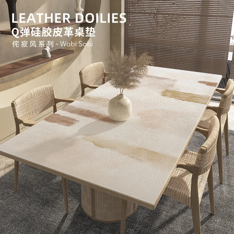 

Luxury High Sense Tea Table Mat ins Tablecloth Waterproof Oil Proof and Easy to Clean Leather Living Room Desktop Decoration