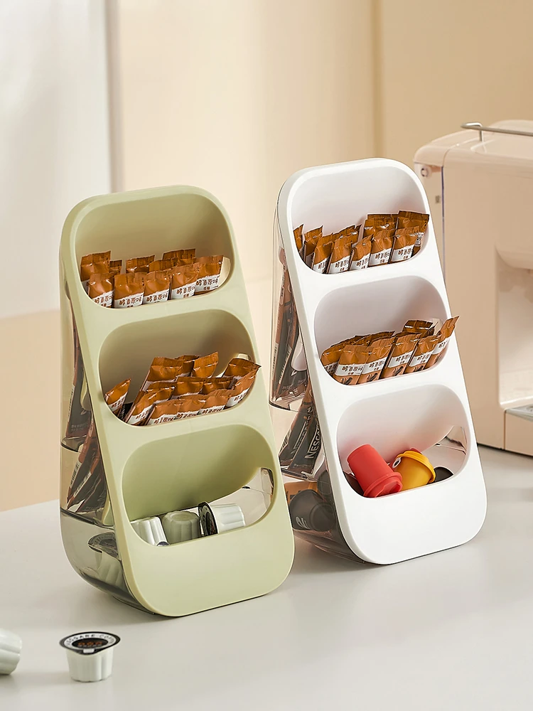 

Desktop Tea Bag Storage Box Office Tea Room Bar Counter Coffee Capsule Instant Milk Tea Divided Into Compartments