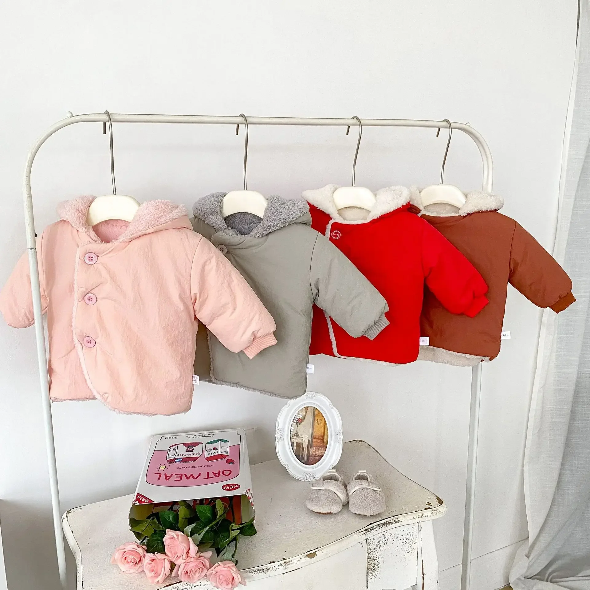 4508 Baby Coat Winter New Cotton Baby Girl's Hooded Coat Plus Velvet Warm Hooded Jacket Coats