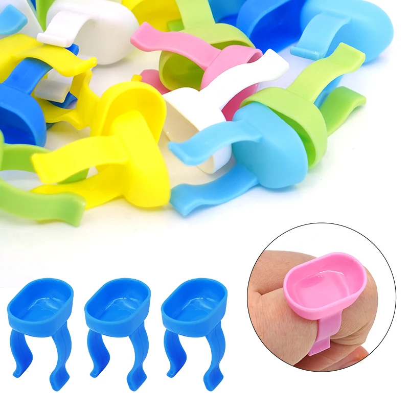 

20pcs Dental Mixing Finger Ring Bowl Cup Holder Dappen Dish Prophy Paste Rings Plastic Silicone Dentistry Medicine Handy Tool