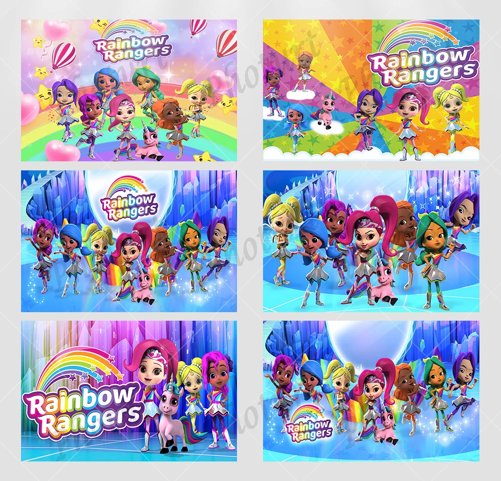 Photurt Rainbow Rangers Sfondo Bambini Festa Di Compleanno Sfondo Strisce Colorate Stelle Banner In Vinile Fotografia Studio Puntelli