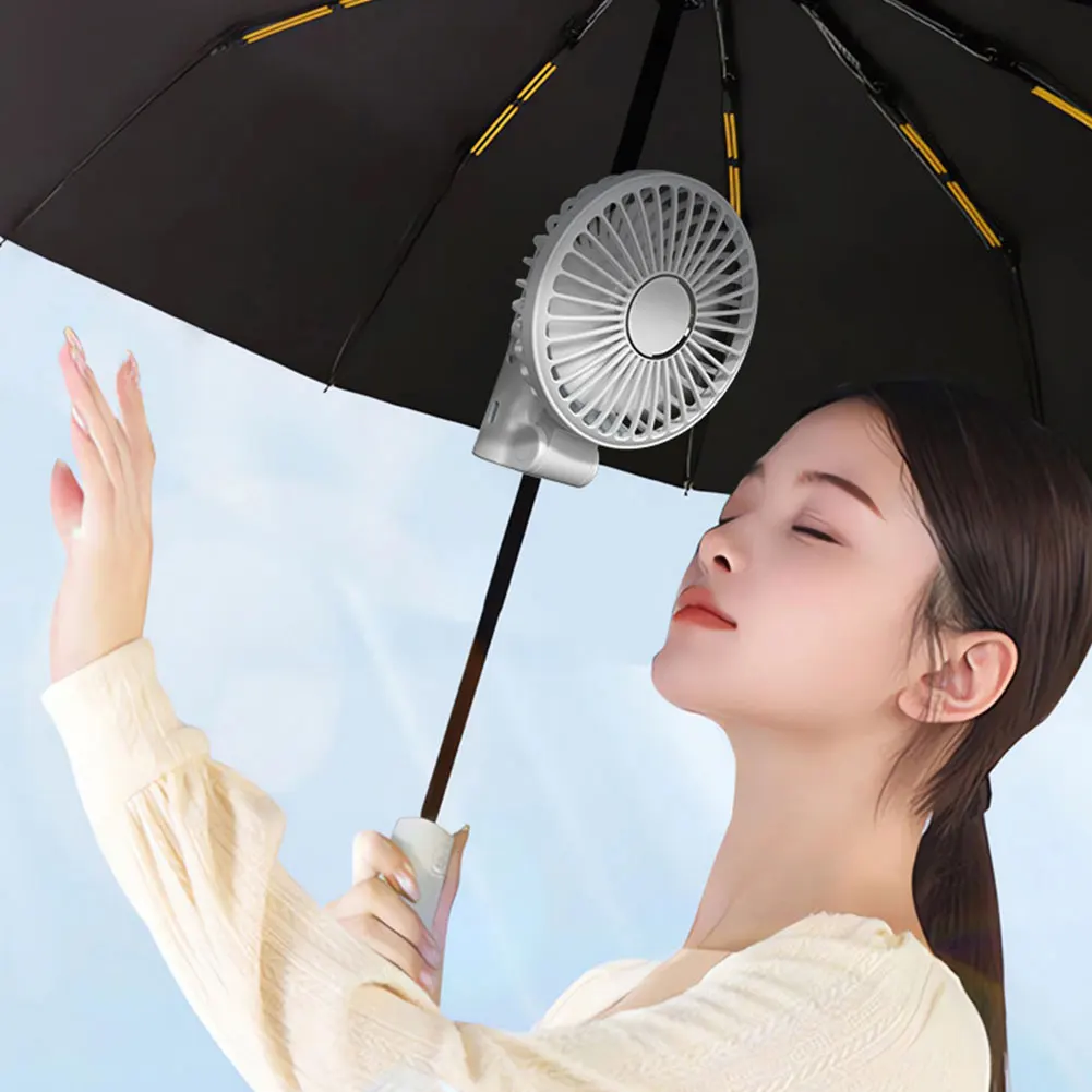 Umbrella Clip Fan 3-Speed Adjustment Portable Handheld Fan Rechargeable Electric Personal for Outdoor Umbrella