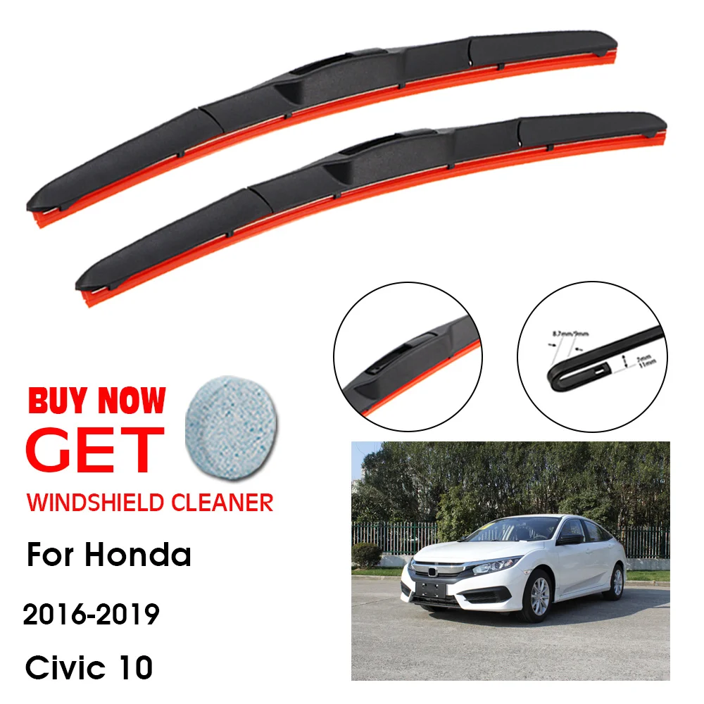 

Car Wiper For Honda Civic 10 26"+18" 2016-2019 Front Window Washer Windscreen Windshield Silica Gel Wiper Blades Accessorie